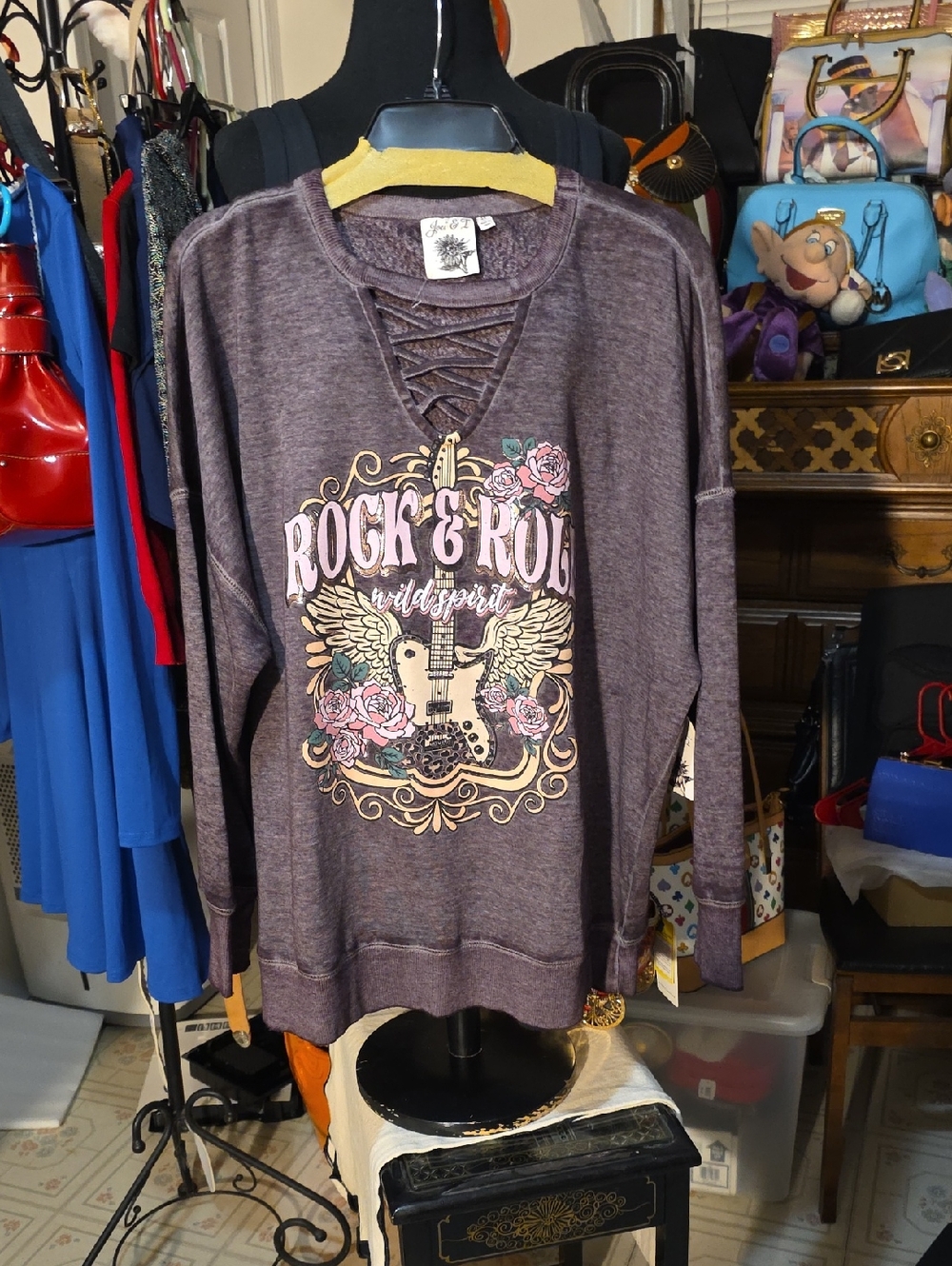 Joie & I Heathered Purple Long Sleeve Top. Rock And Roll Wild Spirit